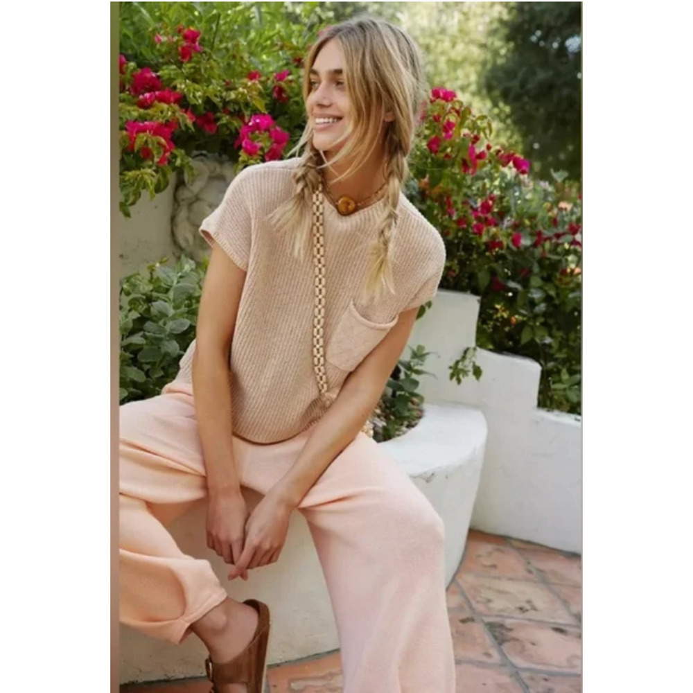 Free People Freya Sweater Set XS NEW Peach